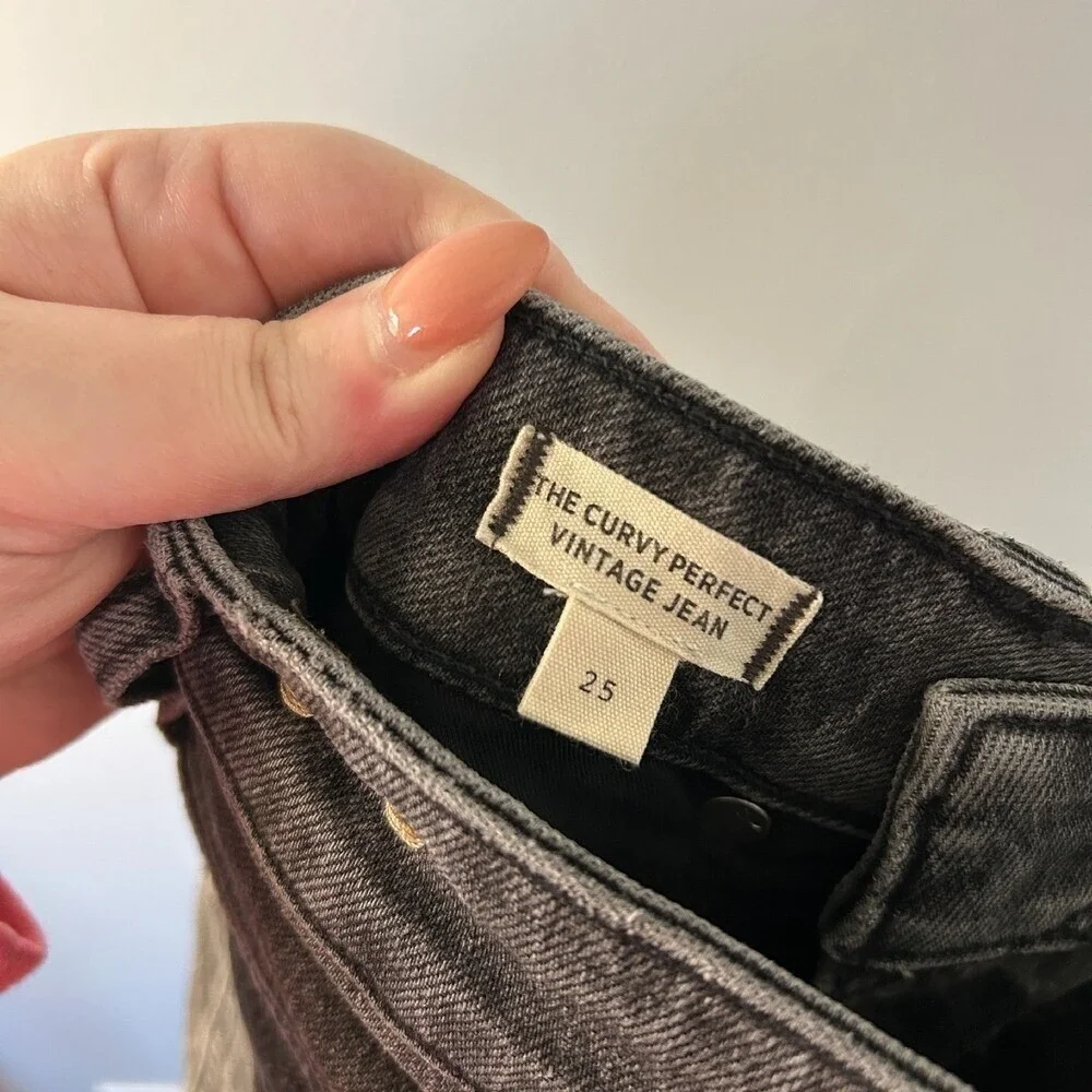 Madewell The Curvy Perfect Vintage Jean Lunar Wash Faded Black‎ Denim 25 Edgy